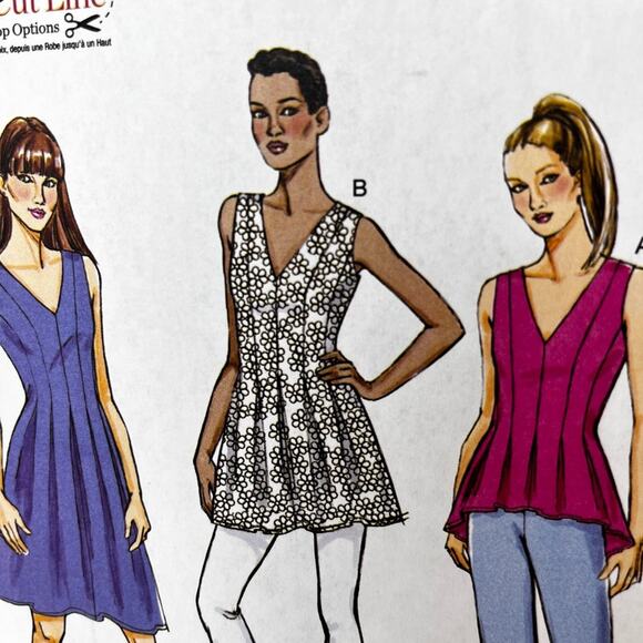 Butterick B6025 Sewing Pattern sleeveless pleated dress tunic size 8-16 - Picture 3 of 6